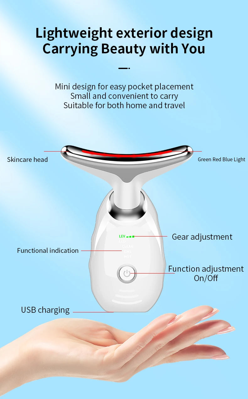 LED Photon Therapy Neck & Face Lifting Massager